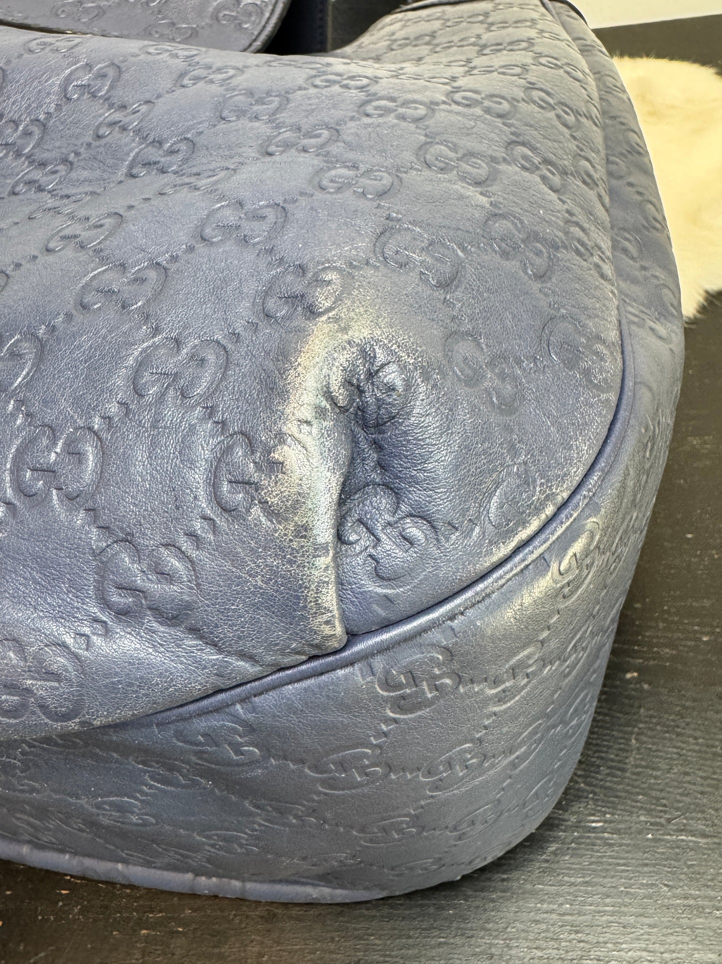 GUCCI Blue Medium Guccissima Emily Hobo Bag
