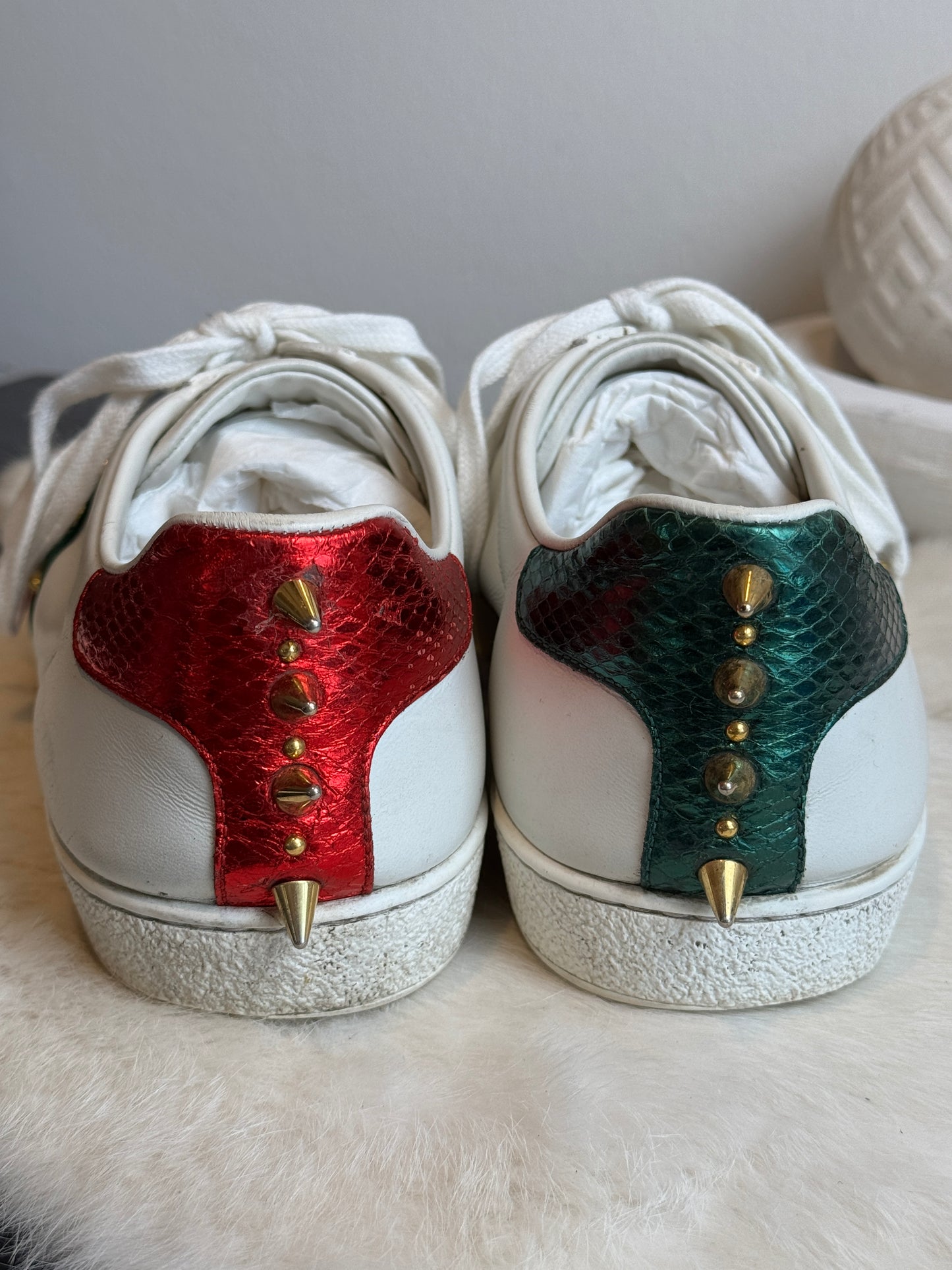 GUCCI Ace Pearl Spikes Sneakers Size 41EU