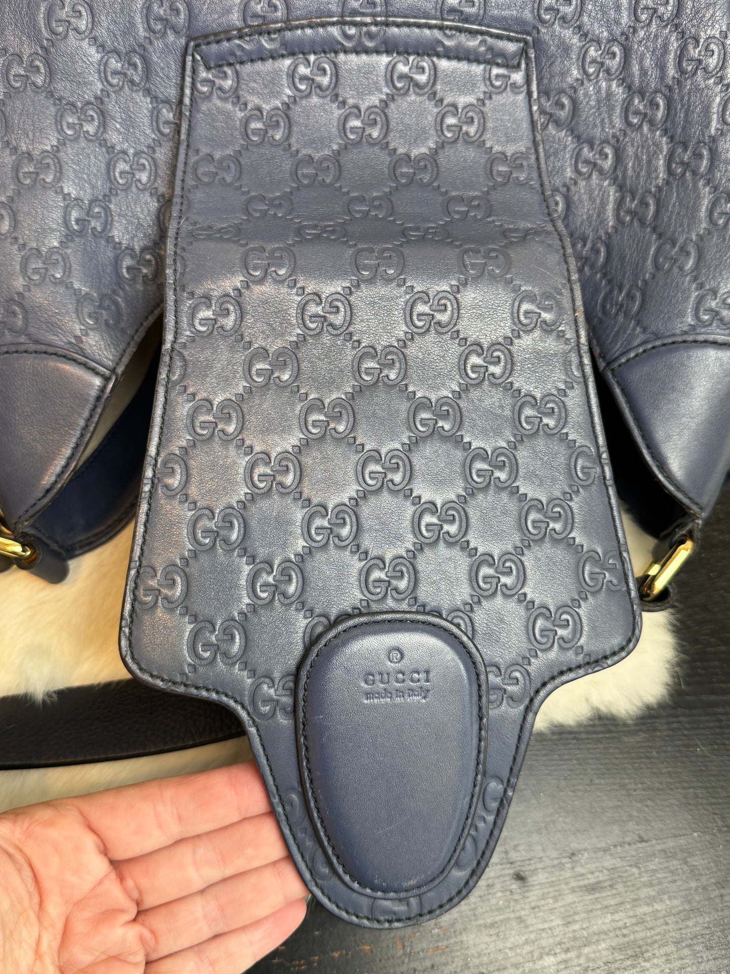 GUCCI Blue Medium Guccissima Emily Hobo Bag