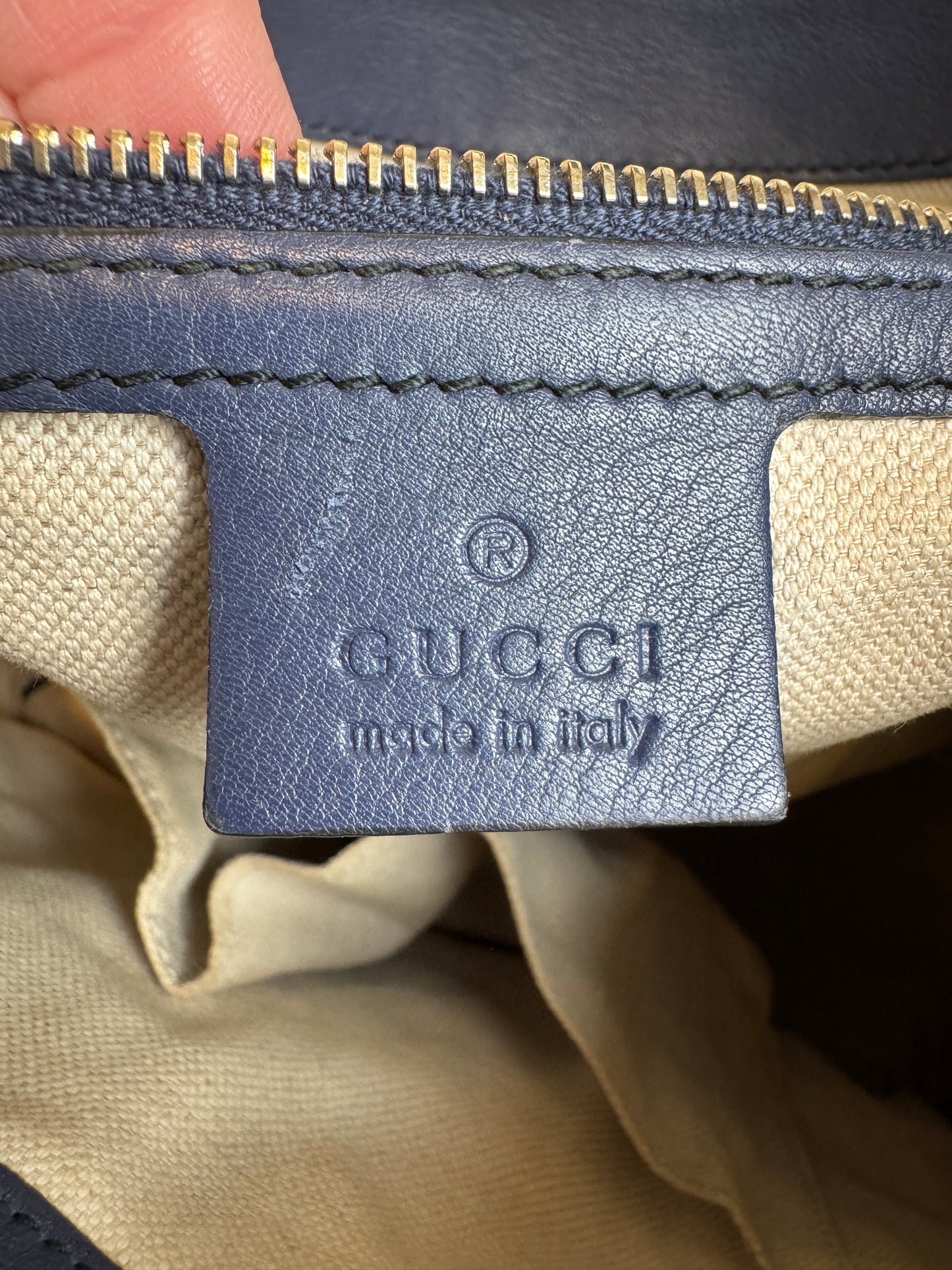 GUCCI Blue Medium Guccissima Emily Hobo Bag