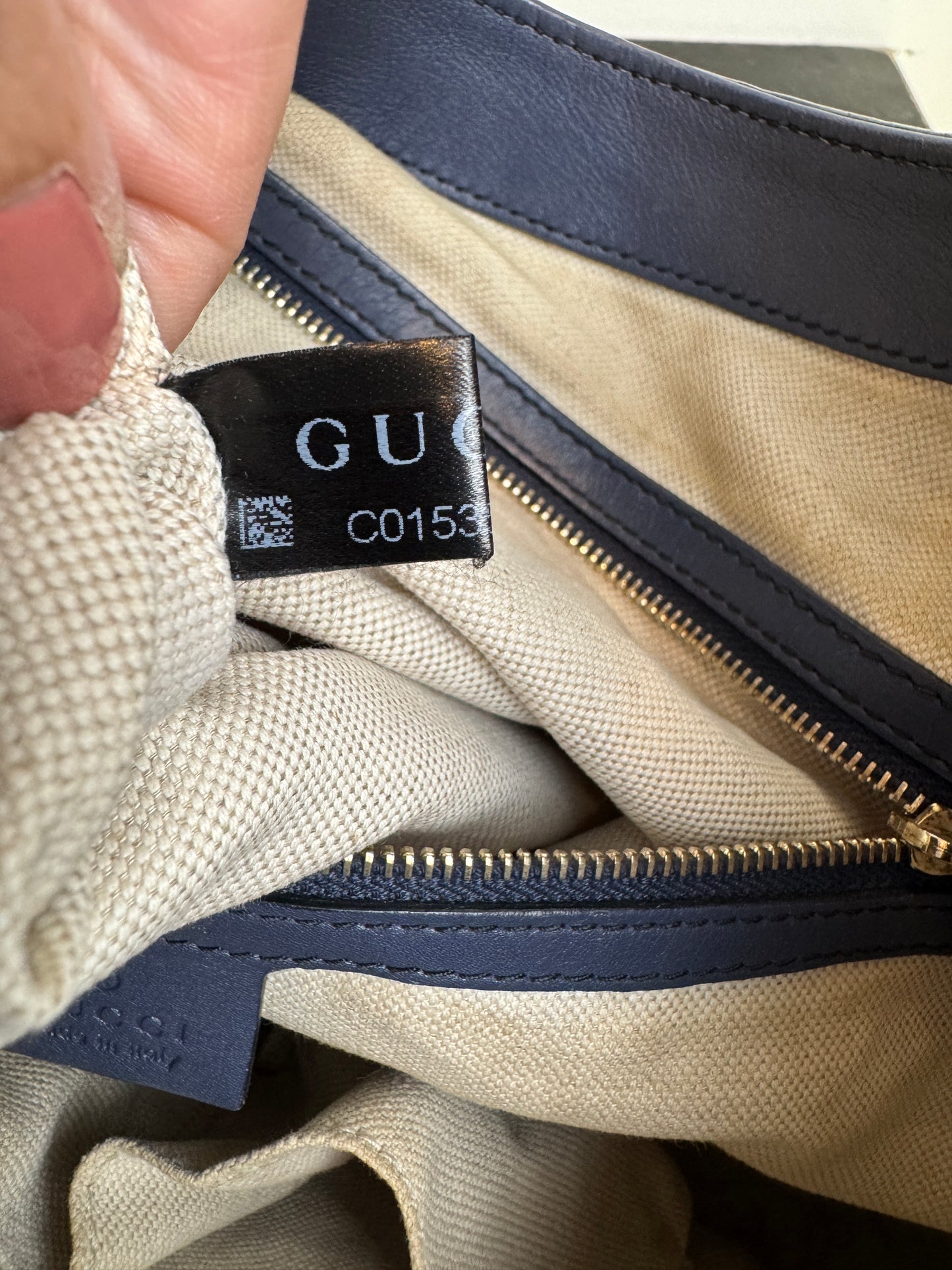 GUCCI Blue Medium Guccissima Emily Hobo Bag