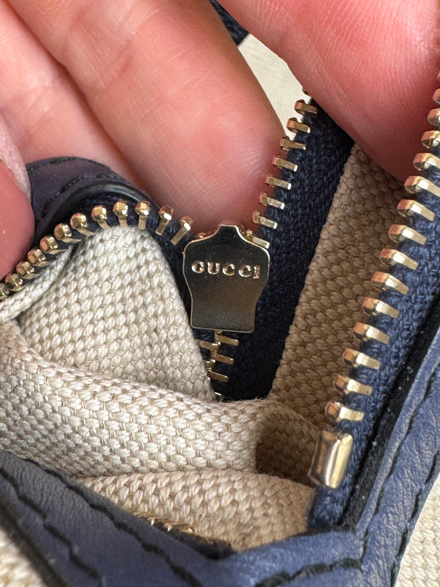 GUCCI Blue Medium Guccissima Emily Hobo Bag