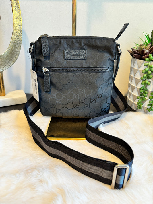 GUCCI Black Small Nylon GG Messenger NEW!