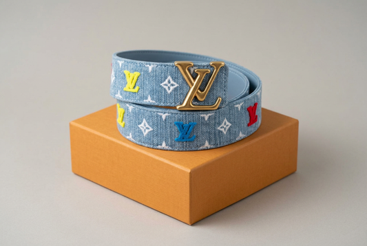 Like New!! Louis Vuitton New Wave Denim Belt Size 80/32