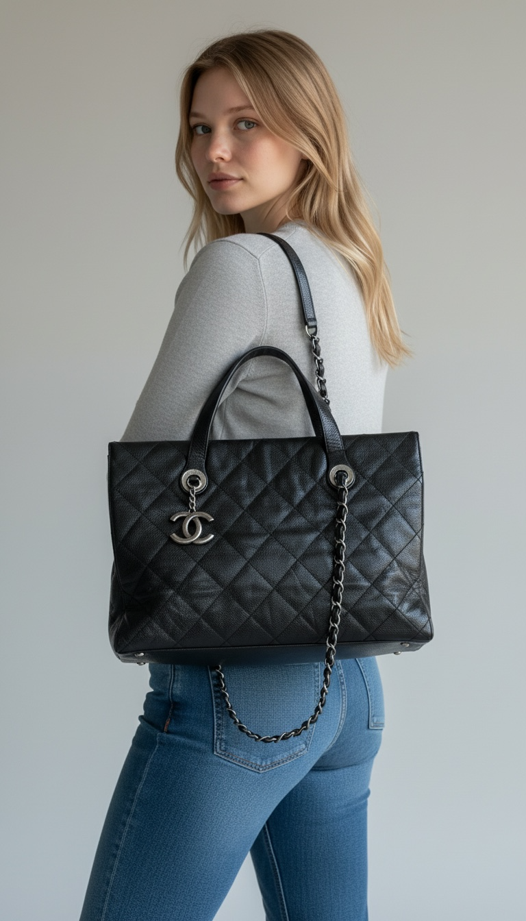 Chanel Crave Quilted Glazed Caviar Tote