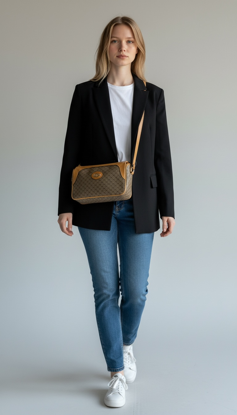 GUCCI Vintage Tan Micro GG Monogram Crossbody