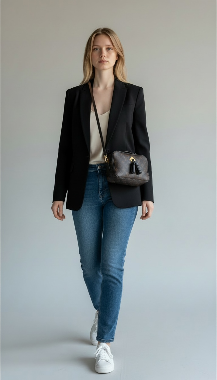 Louis Vuitton Saintonge Monogram Canvas Shoulder Bag Noir Black