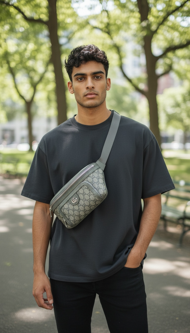 GUCCI Grey Ophidia GG Supreme Belt Waist Bumbag