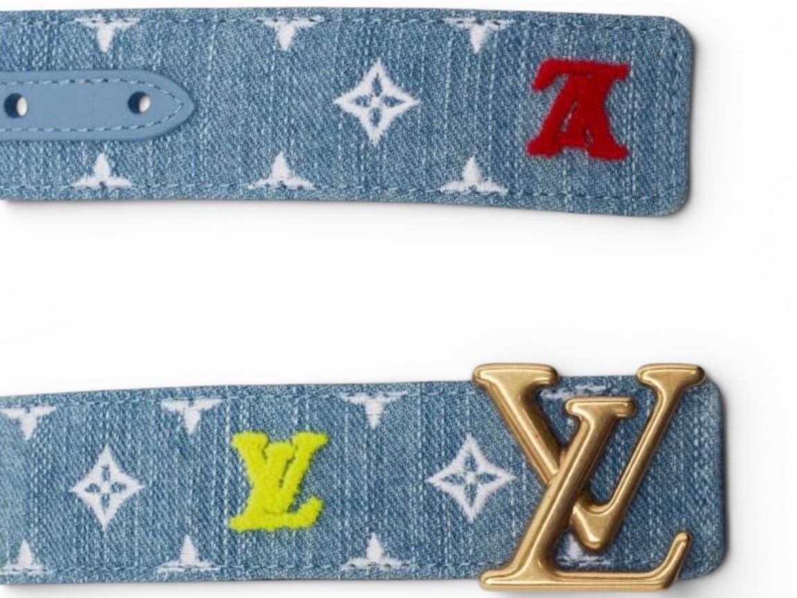 Like New!! Louis Vuitton New Wave Denim Belt Size 80/32