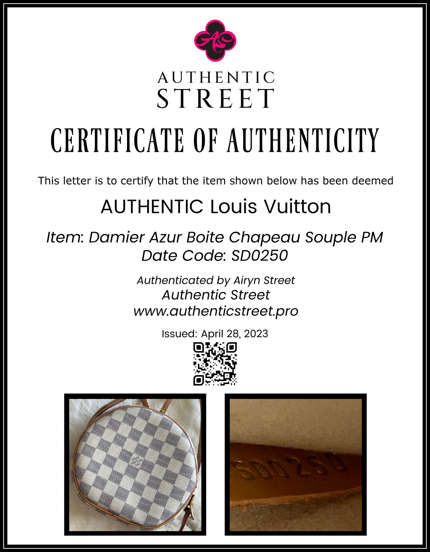 Authentic Louis Vuitton Boite Chapeau Souple PM in Damier Azur