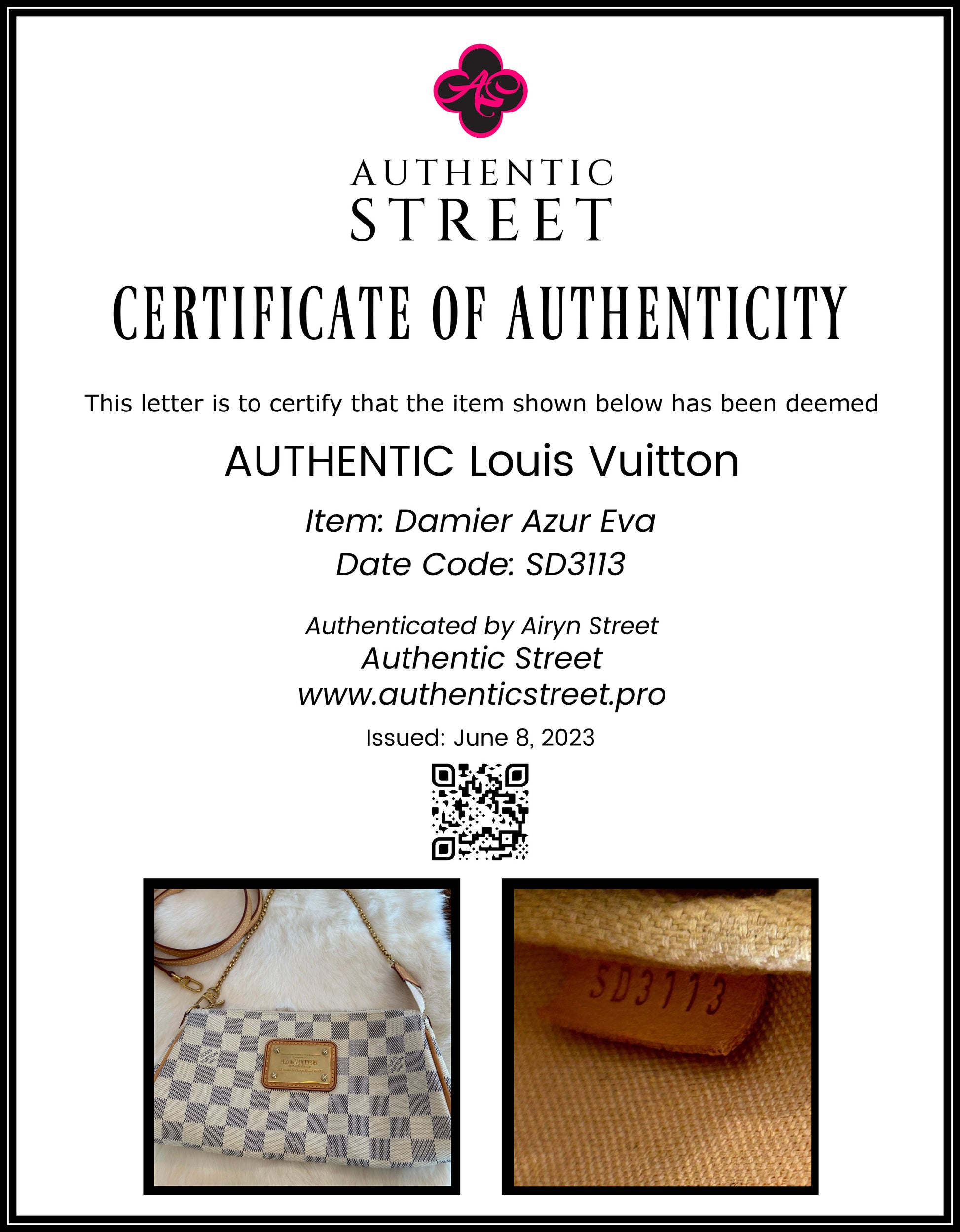 Louis Vuitton Eva Damier Azur 2way Cross Body Bag
