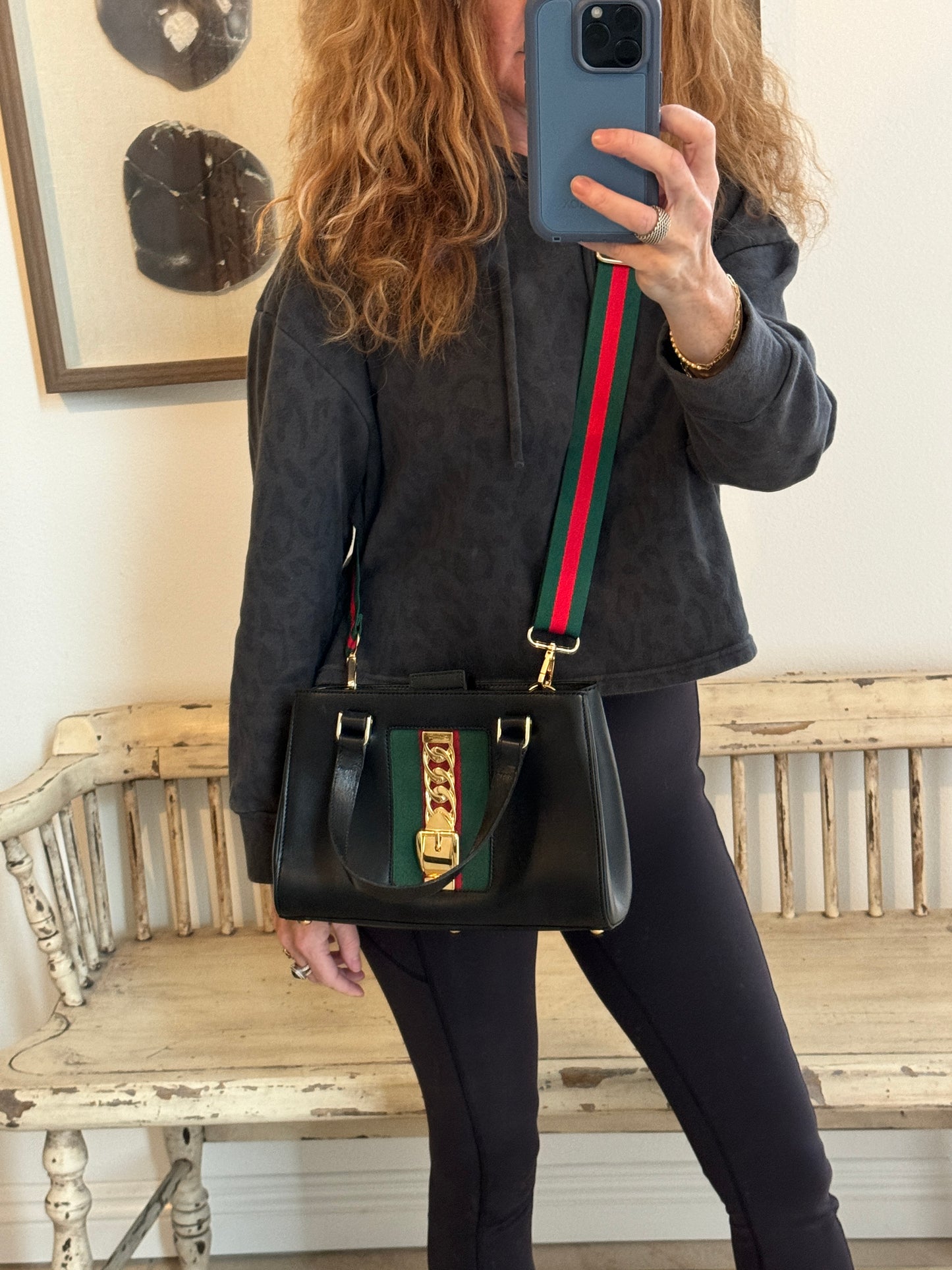 GUCCI Sylvie Small Top Handle Bag Black