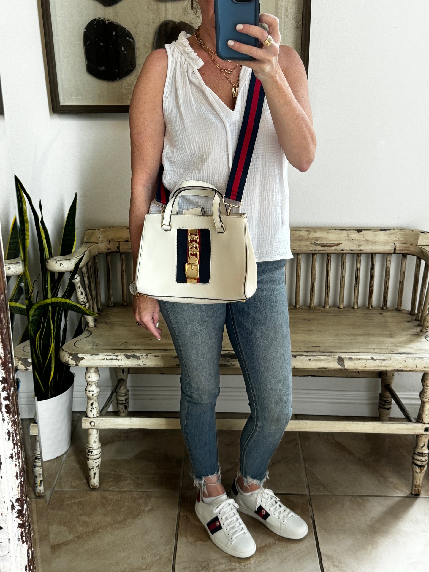 GUCCI Sylvie Mini Ivory 2-Way Handbag