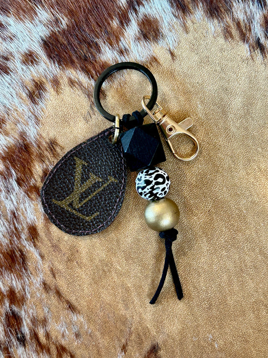 Geometric Wood Bead Keychain