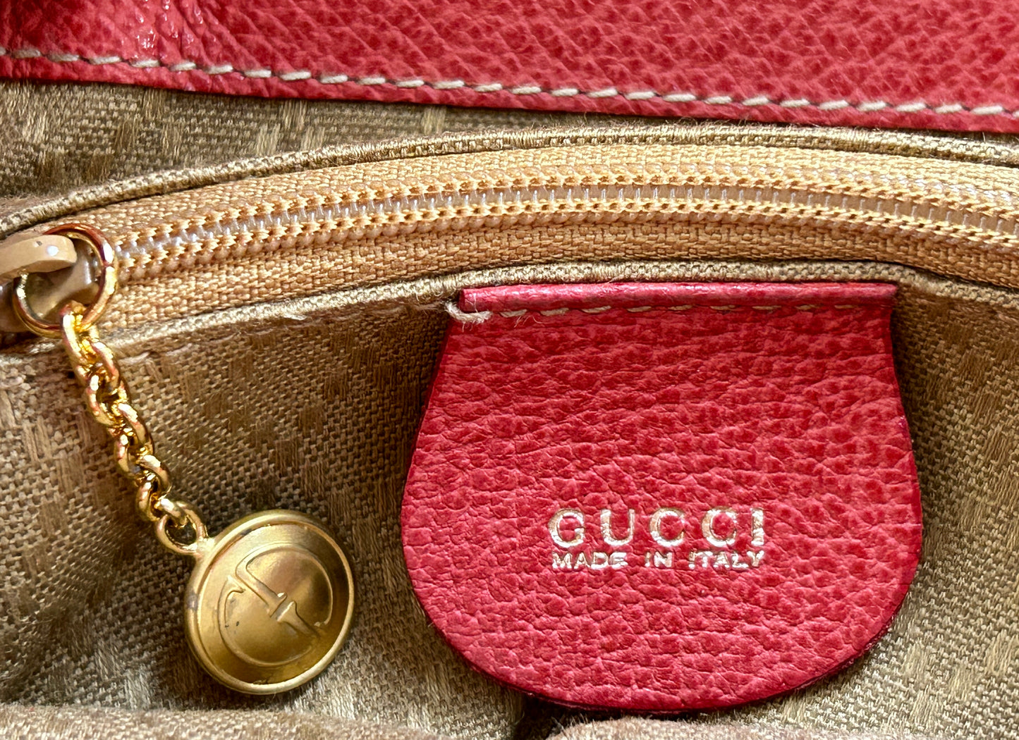 GUCCI Bamboo Suede Mini Backpack Red