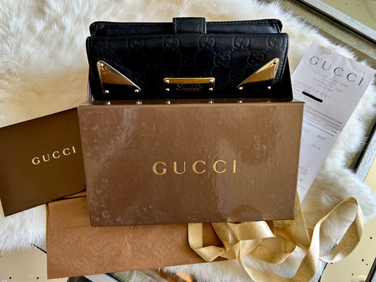 Available NOW! GUCCI Guccissima GG Continental Leather Wallet