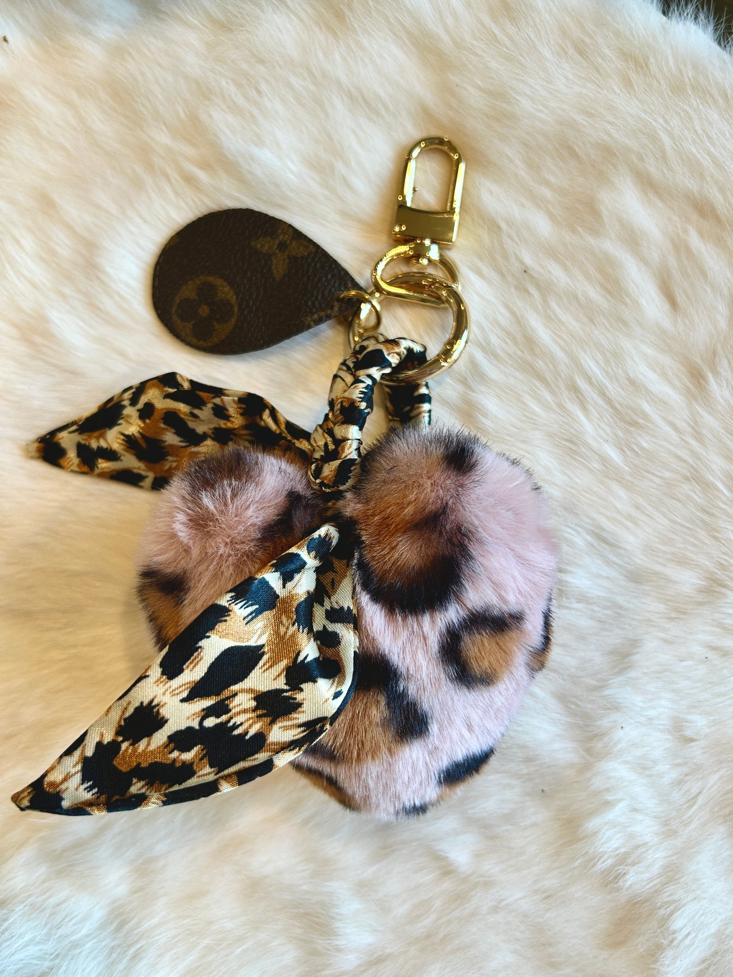 Faux Fur Pom Pom Heart Purse Charm