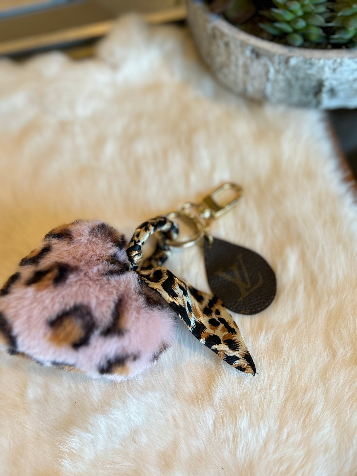 Faux Fur Pom Pom Heart Purse Charm