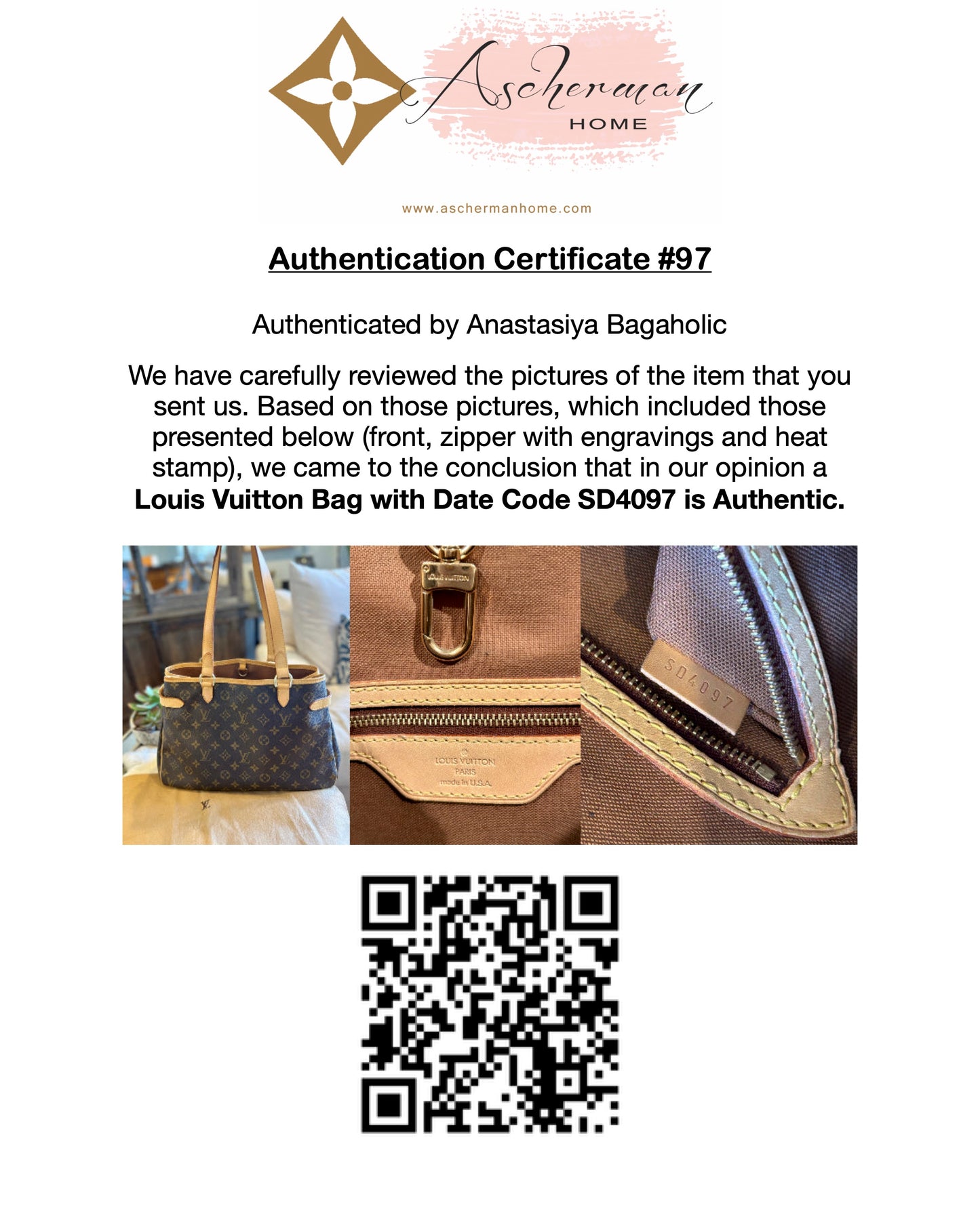 Authenticated Used Louis Vuitton LOUIS VUITTON Batignolles